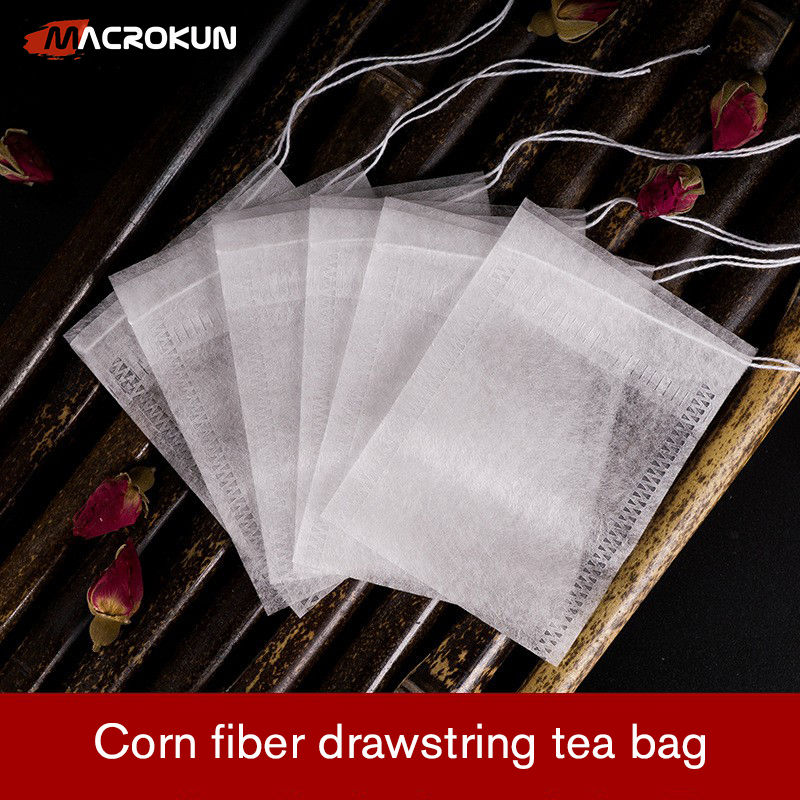 Biodegradable custom corn fiber empty tea filter bag with string