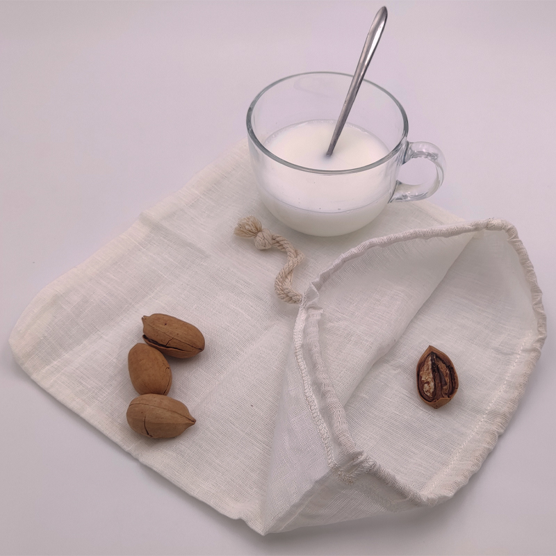 Bolsa de filtro de leche de nuez de algodón de cáñamo orgánico reutilizable de grado alimenticio
