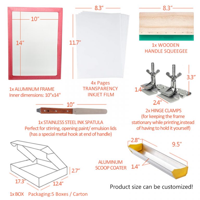 Screen Printing Starter Kit 110 Mesh 10×14 DIY Screen Printing Kit